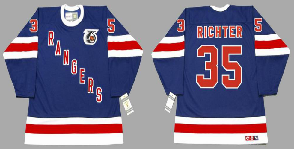 2019 Men New York Rangers 35 Richter blue style #2 CCM NHL jerseys->new york rangers->NHL Jersey
